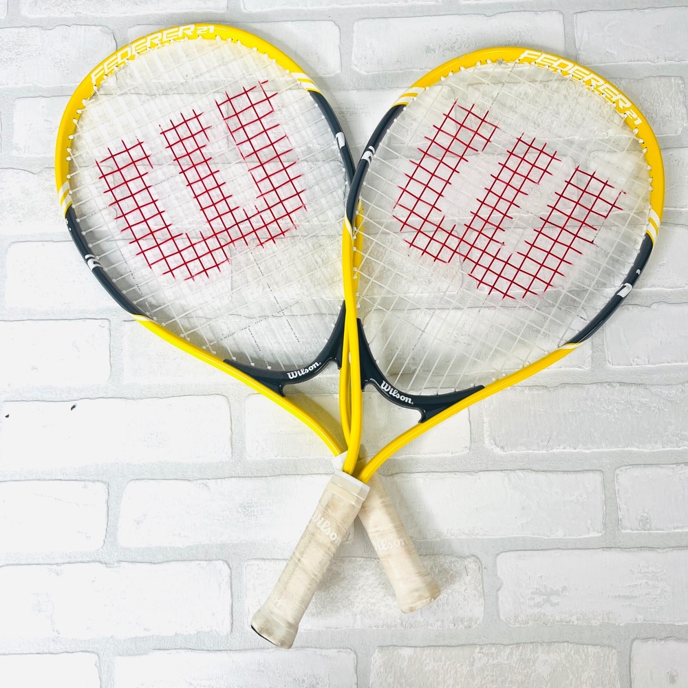 Wilson Federer 21 Junior Tennis Rackets Yellow Black Set of 2 Grip 3 1/2in